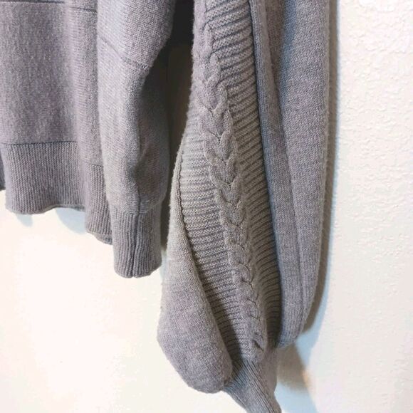 Elie Tahari Mock Neck Cable Knit  Pullover Sweater Long Sleeves Gray Sz L - Picture 5 of 12